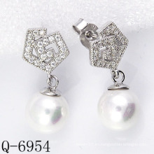 Los últimos estilos cultivaron los pendientes 925 de la perla (Q-6954)